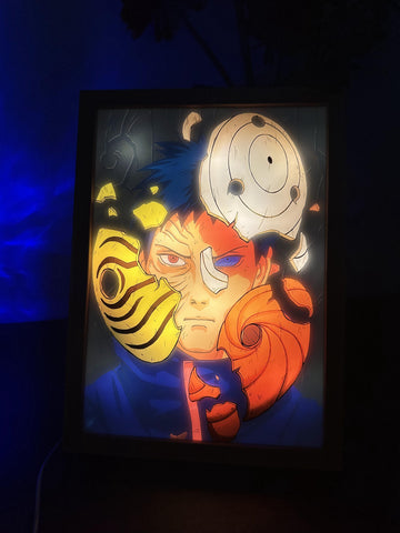 Naruto Uchiha Obito LED Painting Light Artwork Night Light Anime