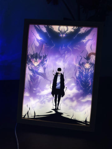 Solo Leveling Sung Jin-Woo LED Painting Anime light Artwork Night Light