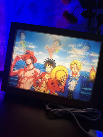 One Piece Luffy and Two Friends LED  Painting Anime Light