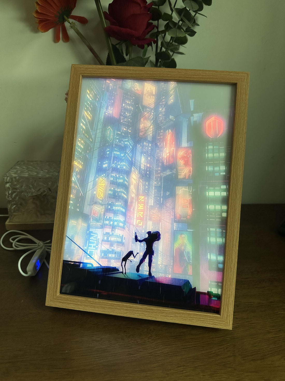 Cyberpunk Companions  LED Painting Light Anime Artwork Night Light