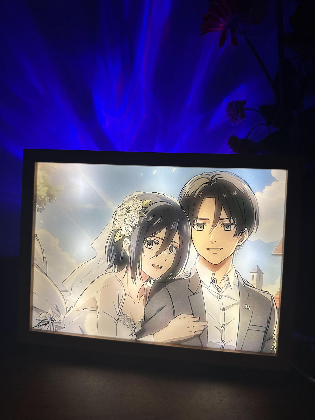 Attack on Titan Wedding LED Painting Anime light  Artwork Night Light